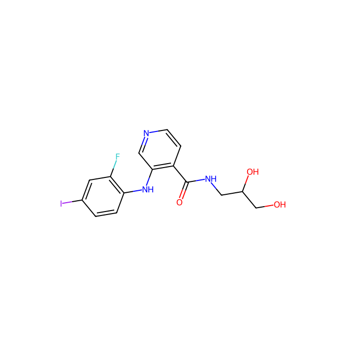 N-[(2S)-2,3-二羟基丙基]-3-[(2-氟-4-碘苯基)氨基]-4-吡啶甲酰胺, 双特异性丝裂原活化蛋白激酶激酶 2 抑制剂