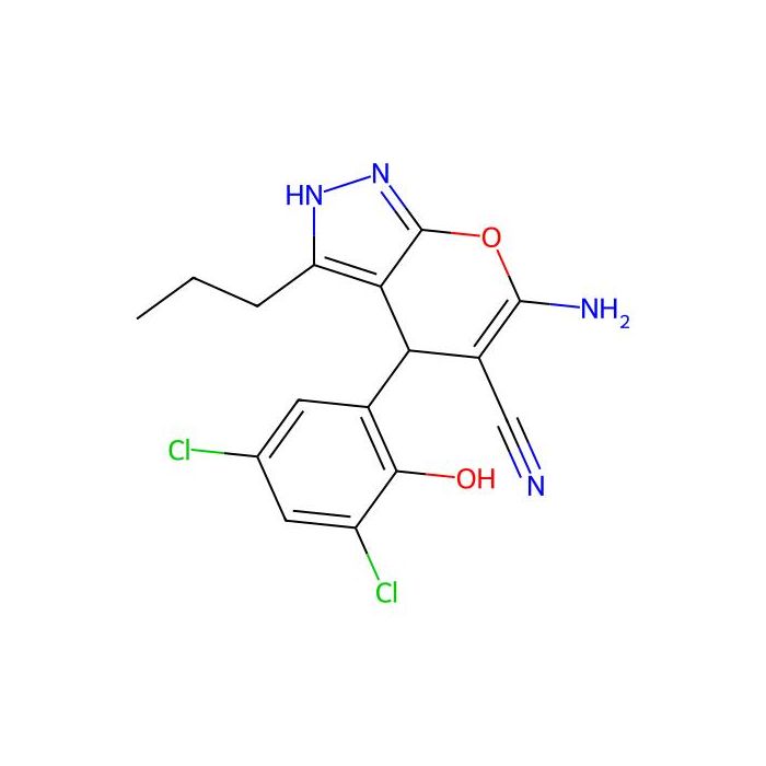 6-Amino-4-(3,5-dichloro-2-hydroxyphenyl)-3-propyl-2,4-dihydropyrano[2,3-c]pyrazole-5-carbonitrile