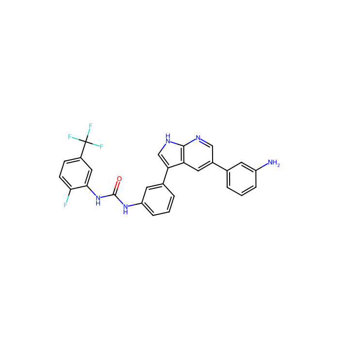 1-[3-[5-(3-aminophenyl)-1H-pyrrolo[2,3-b]pyridin-3-yl]phenyl]-3-[2-fluoro-5-(trifluoromethyl)phenyl]urea, 受体相互作用丝氨酸/苏氨酸激酶 1 抑制剂