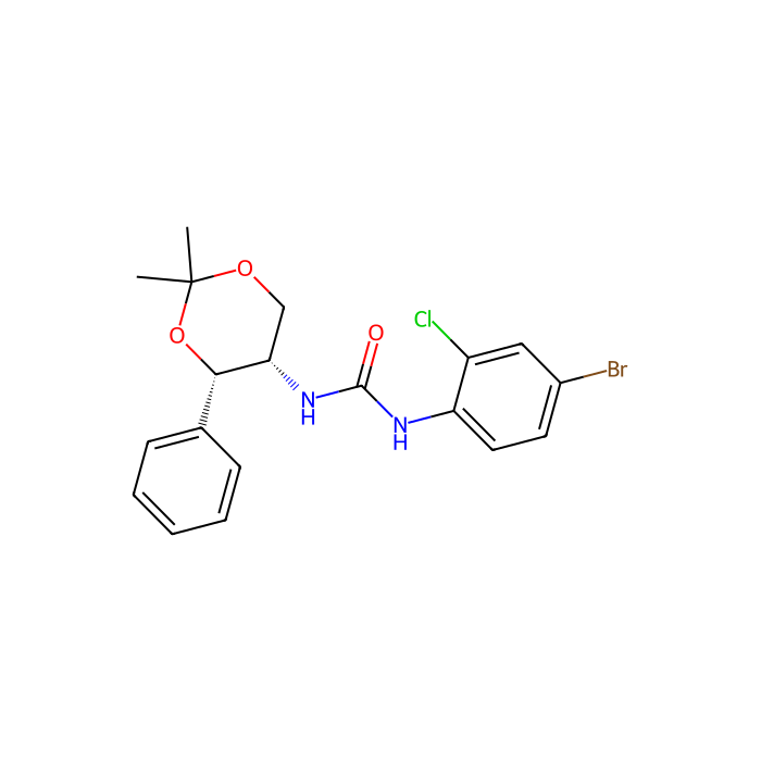 3-(4-bromo-2-chlorophenyl)-1-[(4S,5S)-2,2-dimethyl-4-phenyl-1,3-dioxan-5-yl]urea, OX 1 受体拮抗剂；OX 2 受体拮抗剂