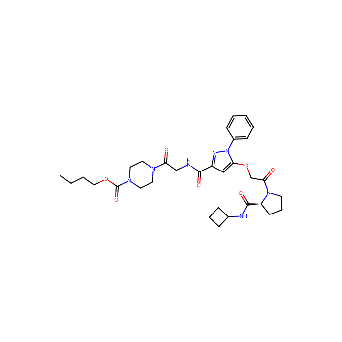 butyl 4-{2-[(5-{2-[(2S)-2-(cyclobutylcarbamoyl)pyrrolidin-1-yl]-2-oxoethoxy}-1-phenyl-1H-pyrazol-3-yl)formamido]acetyl}piperazine-1-carboxylate, P2Y 12 受体拮抗剂