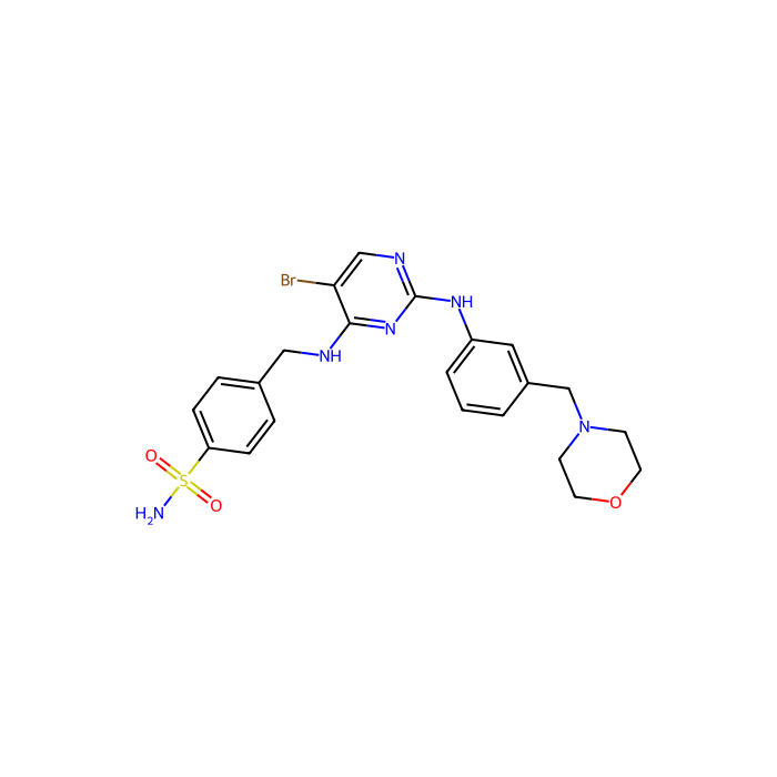 4-[[[5-bromo-2-[3-(morpholin-4-ylmethyl)anilino]pyrimidin-4-yl]amino]methyl]benzenesulfonamide, AP2 相关激酶 1 抑制剂；BMP2 诱导激酶抑制剂；丝氨酸/苏氨酸激酶 16 抑制剂；TANK 结合激酶 1 抑制剂；酪氨酸激酶 2 抑制剂