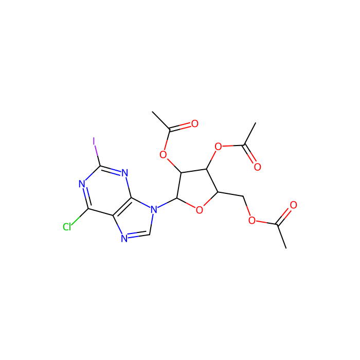 6-氯-2-碘-9-(2',3',5'-三-O-乙酰基-β-D-呋喃核糖基)嘌呤