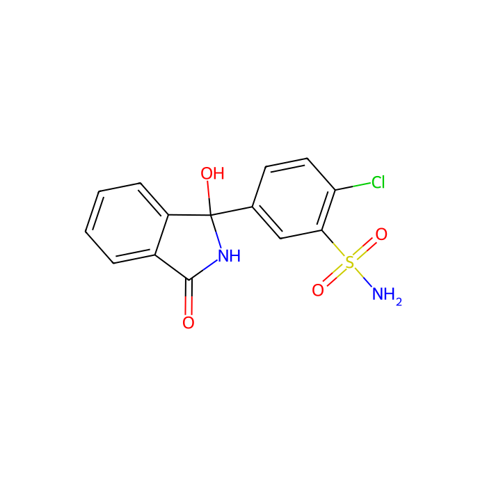 2-氯-5-(2,3-二氢-1-羟基-3-氧代-1H-异茚-1-基)苯磺酰胺, 对噻嗪类药物敏感的钠氯共转运抑制剂