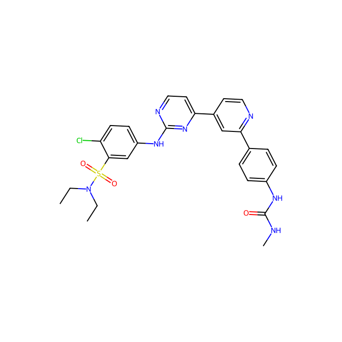 1-[4-[4-[2-[4-chloro-3-(diethylsulfamoyl)anilino]pyrimidin-4-yl]pyridin-2-yl]phenyl]-3-methylurea, 雷帕霉素激酶机制靶点抑制剂;磷脂酰肌醇-4;5-二磷酸 3-激酶催化亚基 alpha 抑制剂;磷脂酰肌醇-4;5-二磷酸 3-激酶催化亚基 gamma 抑制剂;SMG1 无义介导的 mRNA 衰变相关 PI3K 激酶抑制剂