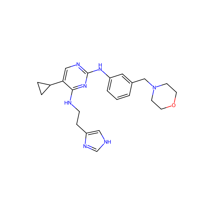 5-cyclopropyl-4-N-[2-(1H-imidazol-5-yl)ethyl]-2-N-[3-(morpholin-4-ylmethyl)phenyl]pyrimidine-2,4-diamine, 微管亲和性调节激酶 3 抑制剂;微管亲和性调节激酶 4 抑制剂