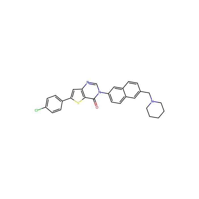 6-(4-chlorophenyl)-3-[6-(piperidin-1-ylmethyl)naphthalen-2-yl]thieno[2,3-e]pyrimidin-4-one, MCH 1 受体拮抗剂