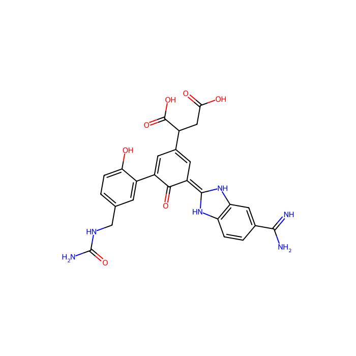 2-[3-(5-carbamimidoyl-2,3-dihydro-1H-1,3-benzodiazol-2-ylidene)-5-{5-[(carbamoylamino)methyl]-2-hydroxyphenyl}-4-oxocyclohexa-1,5-dien-1-yl]butanedioic acid, 凝血因子 VII 抑制剂