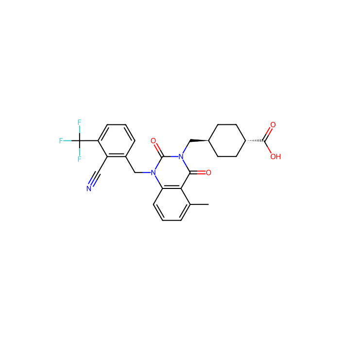 4-[[1-[[2-cyano-3-(trifluoromethyl)phenyl]methyl]-5-methyl-2,4-dioxoquinazolin-3-yl]methyl]cyclohexane-1-carboxylic acid, 毒蕈碱酶抑制剂;毒蕈碱酶 2 抑制剂