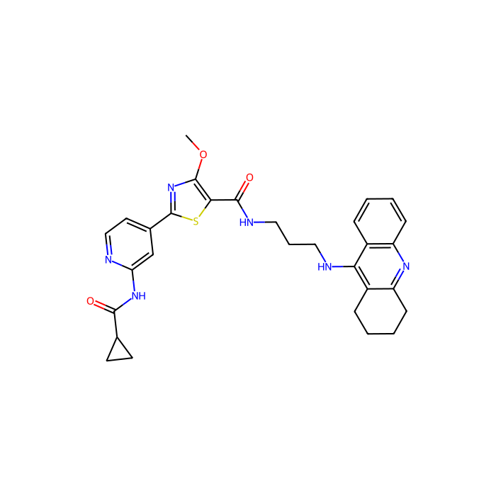 2-(2-cyclopropaneamidopyridin-4-yl)-4-methoxy-N-{3-[(1,2,3,4-tetrahydroacridin-9-yl)amino]propyl}-1,3-thiazole-5-carboxamide, 乙酰胆碱酯酶抑制剂（卡特赖特血型）；糖原合酶激酶 3 beta 抑制剂