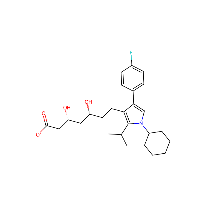(3R,5R)-7-[1-cyclohexyl-4-(4-fluorophenyl)-2-(propan-2-yl)-1H-pyrrol-3-yl]-3,5-dihydroxyheptanoate, 羟甲基戊二酰-CoA 还原酶抑制剂