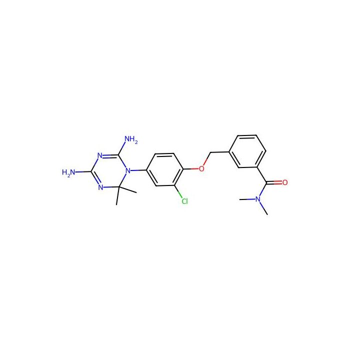 3-((2-Chloro-4-(4,6-diamino-2,2-dimethyl-1,3,5-triazin-1(2H)-yl)phenoxy)methyl)-N,N-dimethylbenzamide