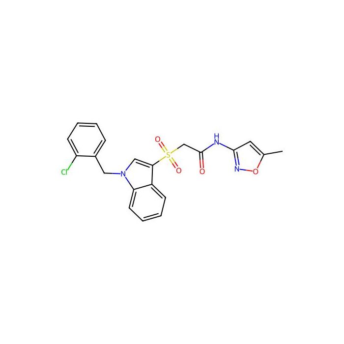 2-[1-[(2-chlorophenyl)methyl]indol-3-yl]sulfonyl-N-(5-methyl-1,2-oxazol-3-yl)acetamide
