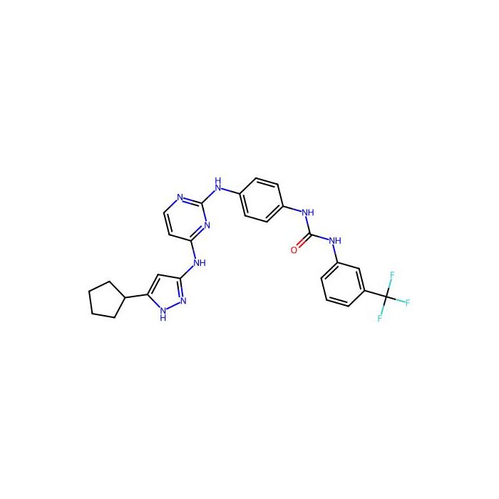 1-[4-({4-[(5-cyclopentyl-1H-pyrazol-3-yl)imino]-1,4-dihydropyrimidin-2-yl}amino)phenyl]-3-[3-(trifluoromethyl)phenyl]urea