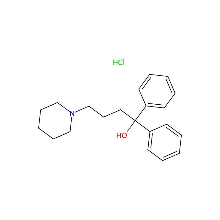 1,1-联苯-4-哌啶基-1-丁醇盐酸盐, 肌卡因乙酰胆碱受体 M1 拮抗剂