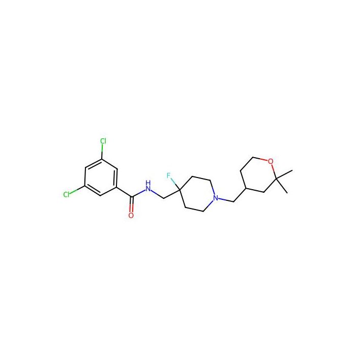 3,5-dichloro-N-((1-((2,2-dimethyltetrahydro-2H-pyran-4-yl)methyl)-4-fluoropiperidin-4-yl)methyl)benzamide