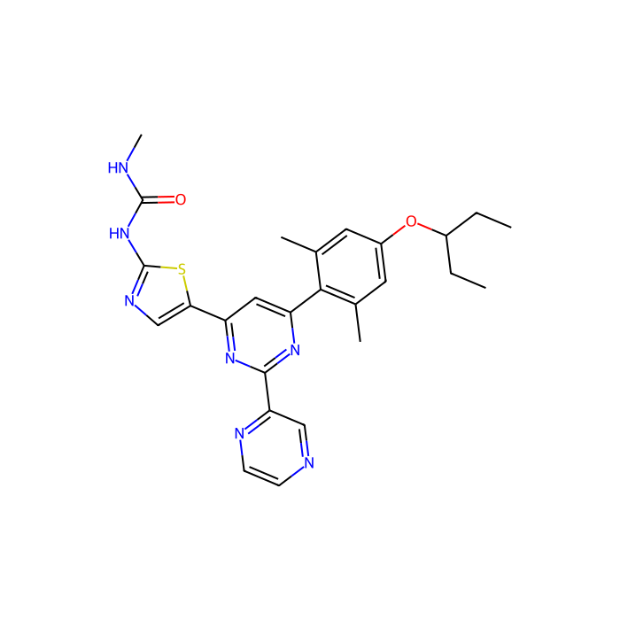 1-[5-[6-(2,6-dimethyl-4-pentan-3-yloxyphenyl)-2-pyrazin-2-ylpyrimidin-4-yl]-1,3-thiazol-2-yl]-3-methylurea, LIM 结构域激酶 1 的抑制剂；LIM 结构域激酶 2 的抑制剂；睾丸相关肌动蛋白重塑激酶 1 的抑制剂；睾丸相关肌动蛋白重塑激酶 2 的抑制剂