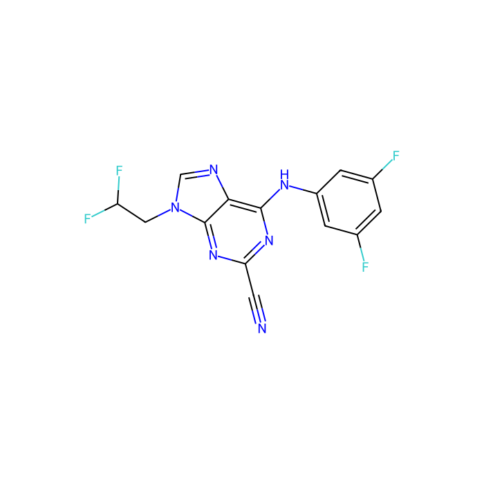 6-(3,5-difluoroanilino)-9-(2,2-difluoroethyl)purine-2-carbonitrile, 卡利克林相关肽酶 4 抑制剂