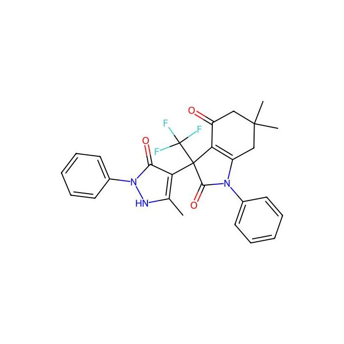 6,6-dimethyl-3-(5-methyl-3-oxo-2-phenyl-2,3-dihydro-1H-pyrazol-4-yl)-1-phenyl-3-(trifluoromethyl)-3,5,6,7-tetrahydro-1H-indole-2,4-dione