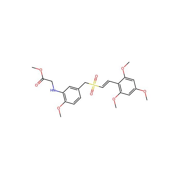 (E)-metyl 2-((2-metoxy-5-(((2,4,6-trimetoxystyryl)sulfonyl)metyl)fenyl)amino) acetate