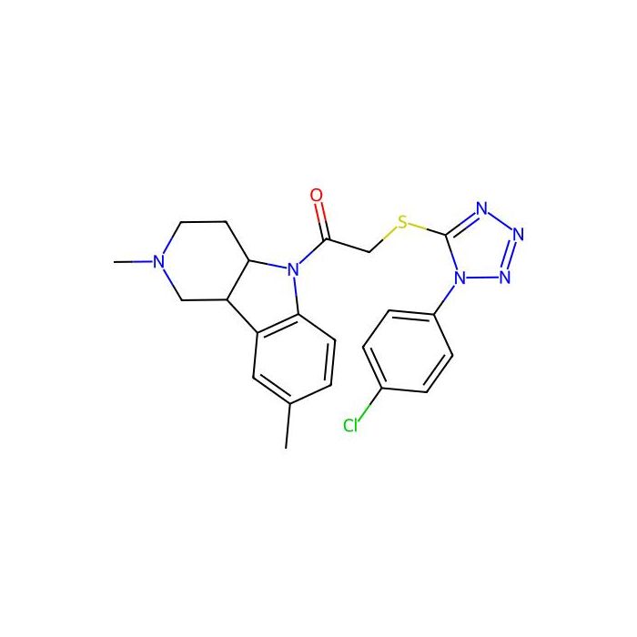 Ethanone, 2-((1-(4-chlorophenyl)-1H-tetrazol-5-yl)thio)-1-(1,2,3,4,4a,9b-hexahydro-2,8-dimethyl-5H-pyrido(4,3-b)indol-5-yl)-