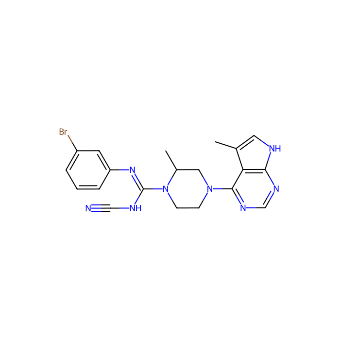 (E,2S)-N-(3-bromophenyl)-N'-cyano-2-methyl-4-{5-methyl-7H-pyrrolo[2,3-d]pyrimidin-4-yl}piperazine-1-carboximidamide, LIM 结构域激酶 1 抑制剂；LIM 结构域激酶 2 抑制剂
