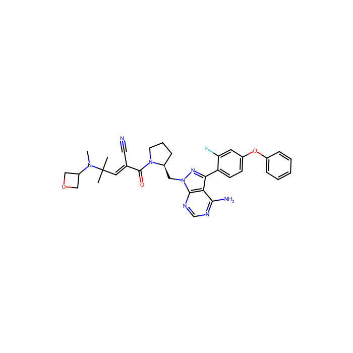 (E)-2-[(2S)-2-[[4-amino-3-(2-fluoro-4-phenoxyphenyl)pyrazolo[3,4-d]pyrimidin-1-yl]methyl]pyrrolidine-1-carbonyl]-4-methyl-4-[methyl(oxetan-3-yl)amino]pent-2-enenitrile, BLK 原癌基因抑制剂；Src 家族酪氨酸激酶；BMX 非受体酪氨酸激酶抑制剂；Bruton 酪氨酸激酶抑制剂；erb-b2 受体酪氨酸激酶 4 抑制剂；tec 蛋白酪氨酸激酶抑制剂；TXK 酪氨酸激酶抑制剂