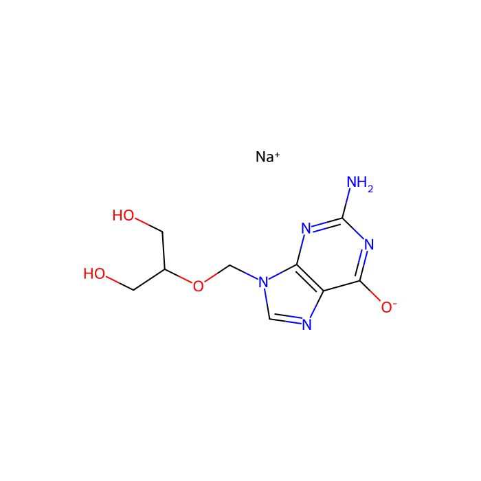 更昔洛韦钠盐, 人类疱疹病毒 1 DNA 聚合酶抑制剂