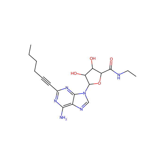 2-己基腺苷-5'-N-乙基羧酰胺（HENECA）, A 1 受体激动剂；A 2A 受体激动剂；A 2B 受体激动剂；A 3 受体激动剂