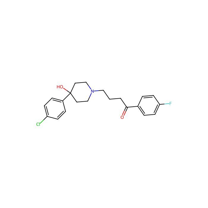 氟哌啶醇, 5-HT 1A 受体拮抗剂；5-HT 1D 受体拮抗剂；5-HT 2A 受体拮抗剂；5-HT 2B 受体拮抗剂；5-HT 7 受体拮抗剂；D 1 受体拮抗剂；D 2 受体拮抗剂；D 3 受体拮抗剂；D 4 受体拮抗剂；D 5 受体拮抗剂；H 1 受体拮抗剂；TAS2R10 的激动剂；K ir3 的门控抑制剂。2;K v10.1 的通道阻滞剂