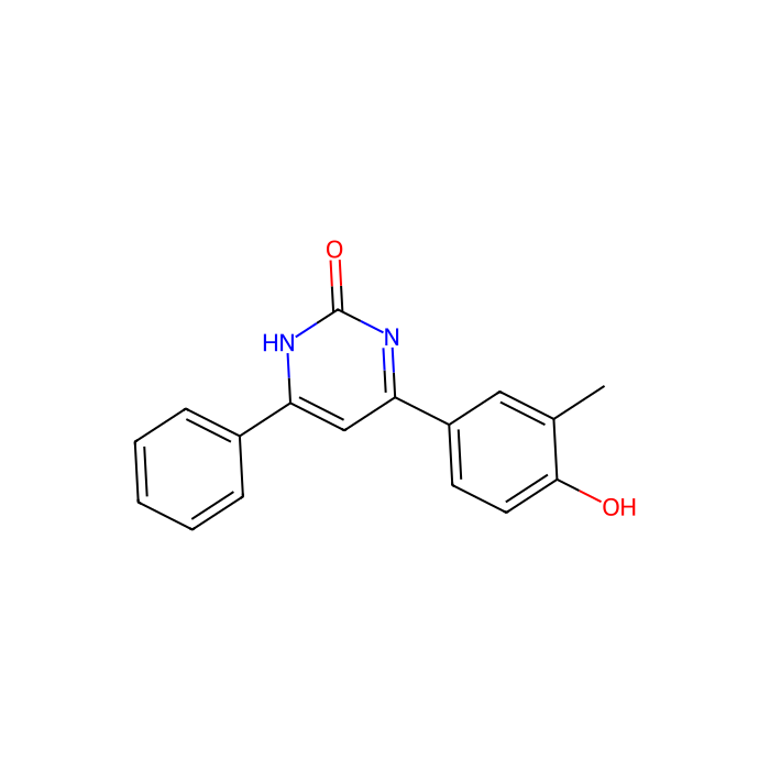 4-(4-hydroxy-3-methylphenyl)-6-phenyl-1,2-dihydropyrimidin-2-one, CDC 类激酶 1 抑制剂；细胞分裂周期 7 抑制剂；糖原合酶激酶 3 beta 抑制剂；Pim-1 原癌基因抑制剂；丝氨酸/苏氨酸激酶