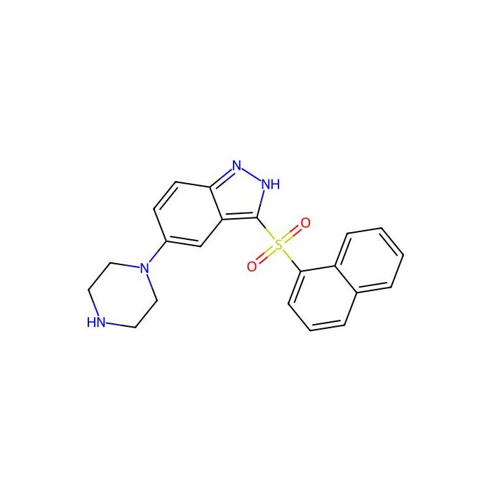 1H-Indazole, 3-(1-naphthalenylsulfonyl)-5-(1-piperazinyl)-