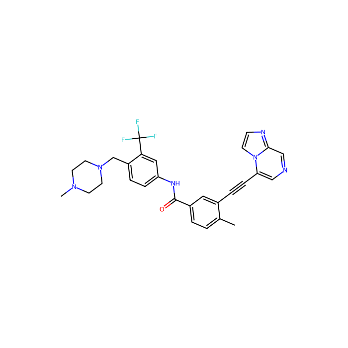 3-(2-imidazo[1,2-a]pyrazin-5-ylethynyl)-4-methyl-N-[4-[(4-methylpiperazin-1-yl)methyl]-3-(trifluoromethyl)phenyl]benzamide, ABL 原癌基因 1 抑制剂；非受体酪氨酸激酶；ABL 原癌基因 2 抑制剂；非受体酪氨酸激酶