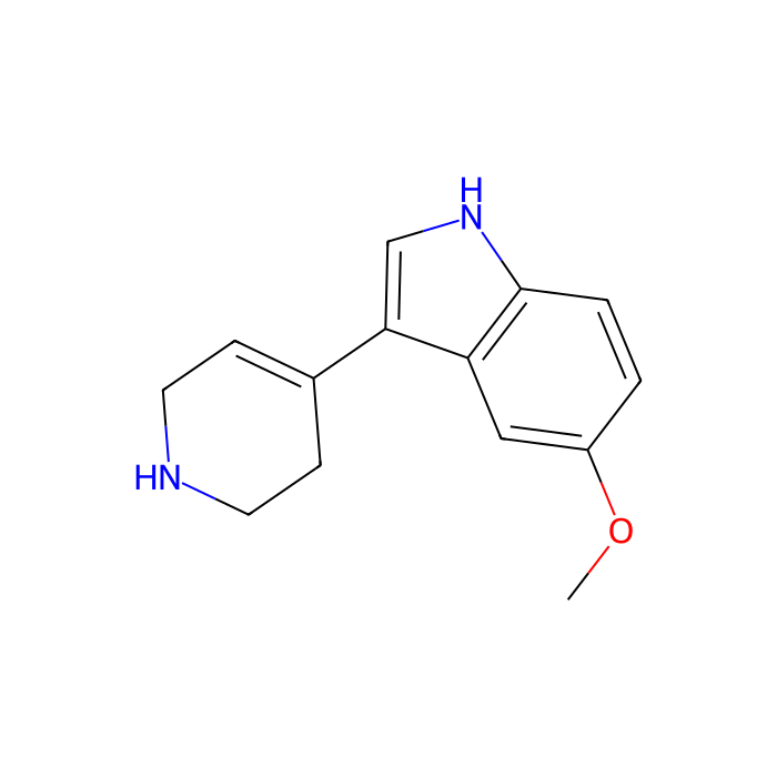 5-甲氧基-3-（1,2,3,6-四氢吡啶-4-基）-1H-吲哚, 5-HT 1A 受体激动剂；5-HT 1B 受体激动剂；5-HT 1D 受体激动剂；5-HT 2A 受体激动剂；5-HT 2B 受体激动剂；5-HT 2C 受体激动剂；5-HT 5A 受体激动剂；5-HT 6 受体激动剂；5-HT 7 受体激动剂