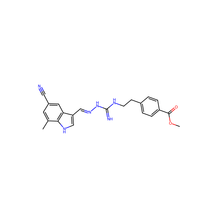 Methyl 4-(2-{N′-[(E)-[(5-Cyano-7-methyl-1H-indol-3-yl)methylidene]amino]carbamimidamido}ethyl)benzoate, RXFP3 的激动剂;RXFP4 的激动剂