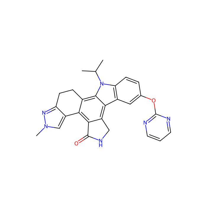 2‐Methyl‐11‐(1‐methylethyl)‐8‐(pyrimidin‐2‐yloxy)‐2,5,6,11,12,13‐hexahydro‐4H‐indazolo[5,4‐a]pyrrolo[3,4‐c]carbazol‐4‐one, 抑制丝裂原活化蛋白激酶激酶 12
