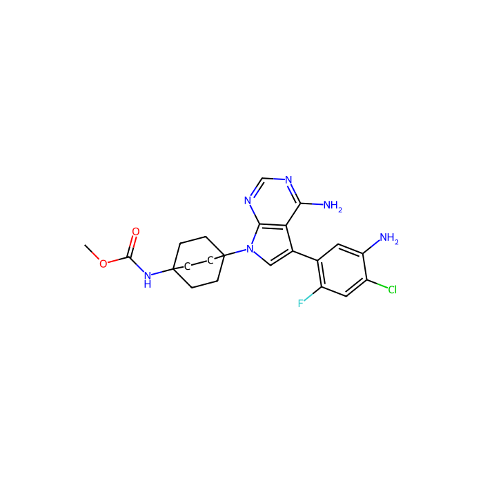 methyl (4-(4-amino-5-(5-amino-4-chloro-2-fluorophenyl)-7H-pyrrolo[2,3-d]pyrimidin-7-yl)bicyclo[ 2.2.2]octan-1-yl)carbamate, ret 原癌基因抑制剂