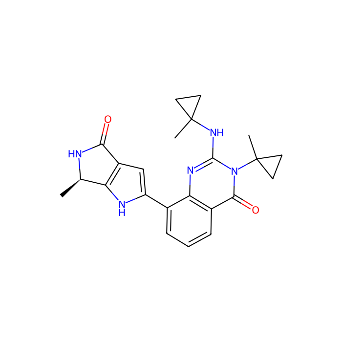 3-(1-methylcyclopropyl)-2-[(1-methylcyclopropyl)amino]-8-[(6~{R})-6-methyl-4-oxo-5,6-dihydro-1~{H}-pyrrolo[3,4-b]pyrrol-2-yl]quinazolin-4-one, Pim-1 原癌基因抑制剂；丝氨酸/苏氨酸激酶；Pim-2 原癌基因抑制剂；丝氨酸/苏氨酸激酶