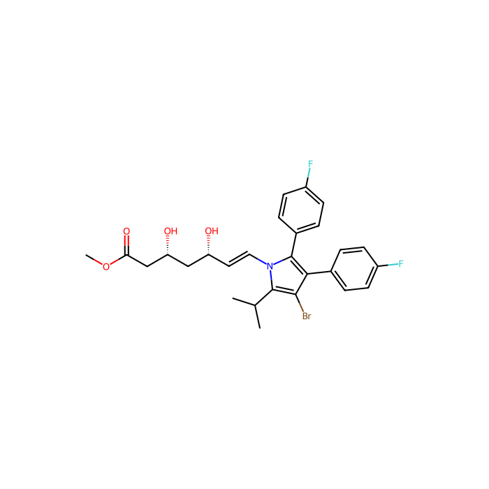methyl (3R,5S,6E)-7-[3-bromo-4,5-bis(4-fluorophenyl)-2-(propan-2-yl)-1H-pyrrol-1-yl]-3,5-dihydroxyhept-6-enoate, 羟甲基戊二酰-CoA 还原酶抑制剂