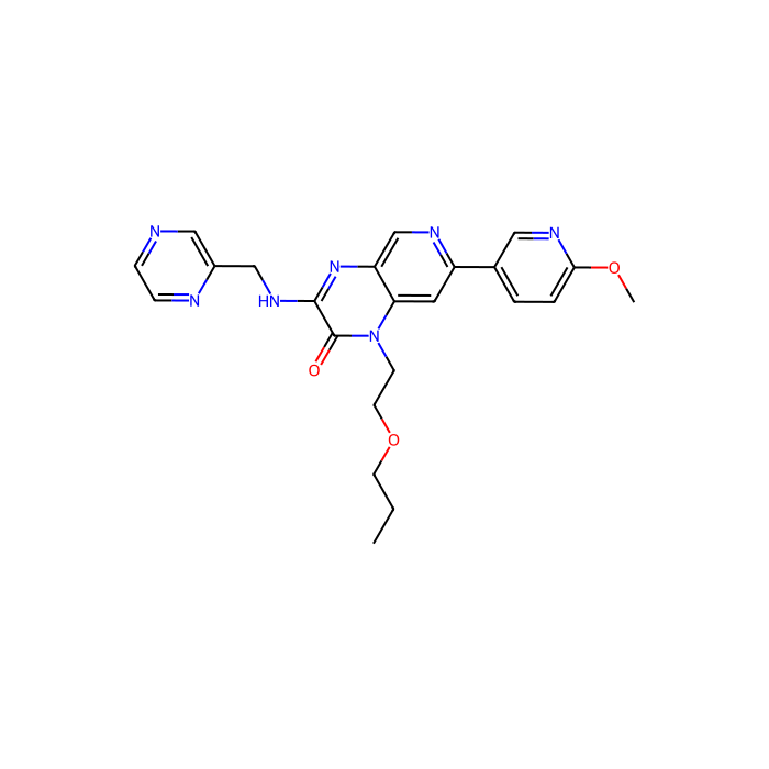 7-(6-methoxypyridin-3-yl)-1-(2-propoxyethyl)-3-(pyrazin-2-ylmethylamino)pyrido[3,4-b]pyrazin-2-one, 磷酸二酯酶 5A 抑制剂；磷酸二酯酶 6A 抑制剂