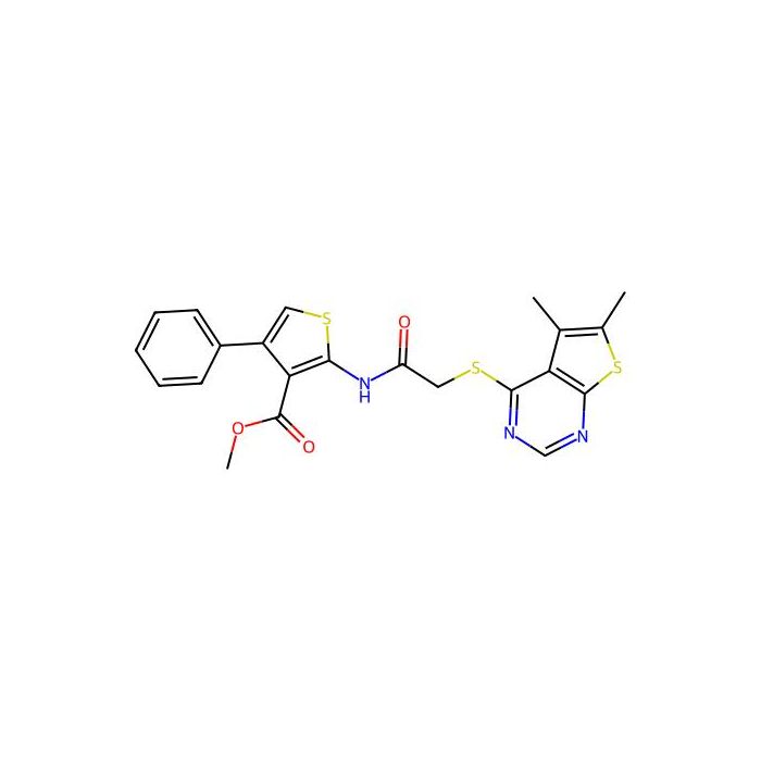 Methyl 2-[[2-(5,6-dimethylthieno[2,3-d]pyrimidin-4-yl)sulfanylacetyl]amino]-4-phenylthiophene-3-carboxylate