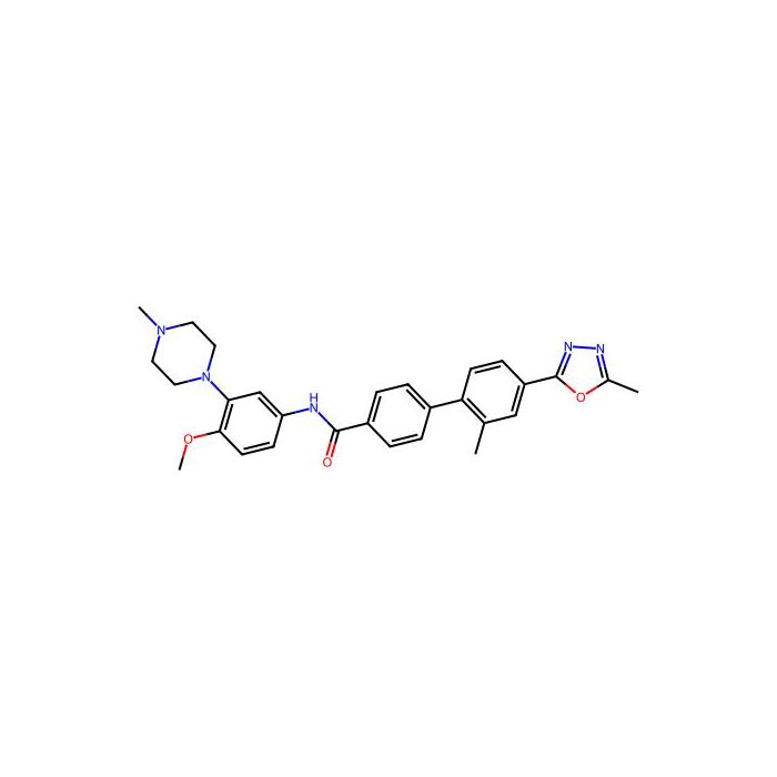 2'-Methyl-4'-(5-methyl-[1,3,4]oxadiazol-2-yl)-biphenyl-4-carboxylic acid [4-methoxy-3-(4-methyl-piperazin-1-yl)-phenyl]-amide
