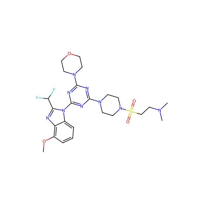 N-[2-({4-[4-[2-(difluoromethyl)-4-methoxy-1H-benzimidazol-1-yl]-6-(4-morpholinyl)-1,3,5-triazin-2-yl]-1-piperazinyl}sulfonyl)ethyl]-N,N-dimethylamine