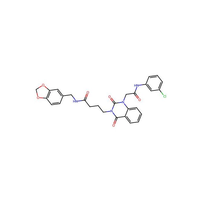 N-[(1,3-dioxaindan-5-yl)methyl]-4-(1-{[(3-chlorophenyl)carbamoyl]methyl}-2,4-dioxo-1,2,3,4-tetrahydroquinazolin-3-yl)butanamide