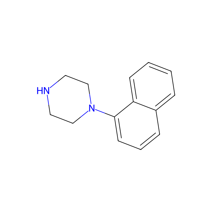 1-(1-萘)哌嗪, 5-HT 1A 受体激动剂；5-HT 1B 受体激动剂；5-HT 1D 受体激动剂；5-HT 1e 受体拮抗剂；5-HT 1F 受体拮抗剂；5-HT 2B 受体拮抗剂；5-HT 6 受体激动剂；5-HT 7 受体激动剂