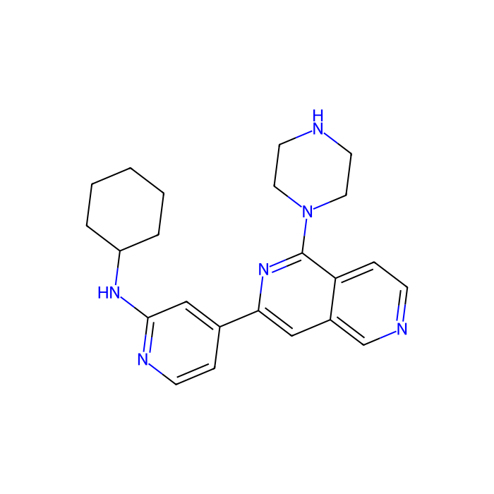 N-cyclohexyl-4-(1-piperazin-1-yl-2,6-naphthyridin-3-yl)pyridin-2-amine, 蛋白激酶 D1 抑制剂