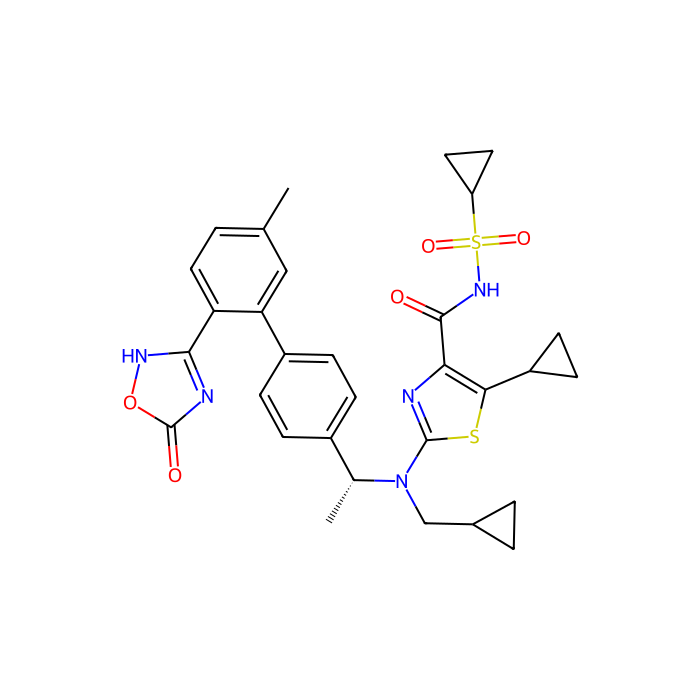 N-(cyclopropanesulfonyl)-5-cyclopropyl-2-[(cyclopropylmethyl)[(1R)-1-[5'-methyl-2'-(5-oxo-2,5-dihydro-1,2,4-oxadiazol-3-yl)-[1,1'-biphenyl]-4-yl]ethyl]amino]-1,3-thiazole-4-carboxamide, 螯合素受体 1 拮抗剂
