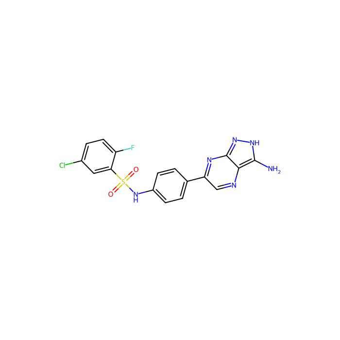 N-[4-(3-amino-2H-pyrazolo[3,4-b]pyrazin-6-yl)phenyl]-5-chloro-2-fluorobenzenesulfonamide, 血清/糖皮质激素调节激酶 1 抑制剂；血清/糖皮质激素调节激酶 2 抑制剂；血清/糖皮质激素调节激酶家族成员 3 抑制剂