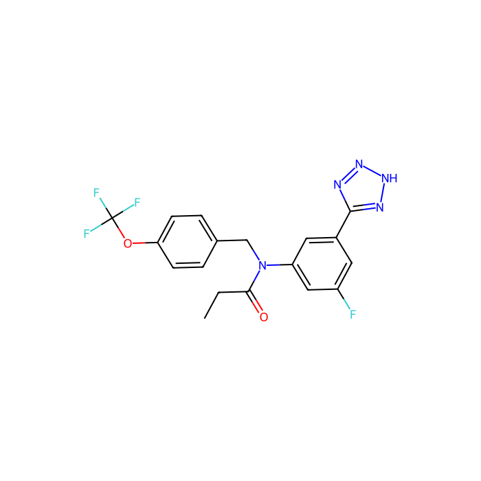 N-[3-fluoro-5-(2H-tetrazol-5-yl)phenyl]-N-[[4-(trifluoromethoxy)phenyl]methyl]propanamide, CYP2C19 抑制剂；CYP2C8 抑制剂；CYP2C9 抑制剂；DP 2 受体拮抗剂