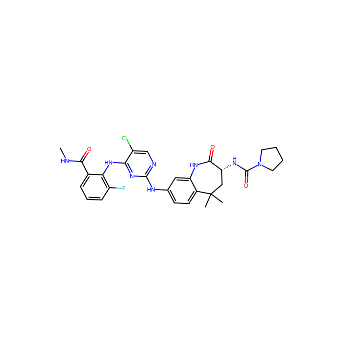 N-[(3R)-8-[[5-chloro-4-[2-fluoro-6-(methylcarbamoyl)anilino]pyrimidin-2-yl]amino]-5,5-dimethyl-2-oxo-3,4-dihydro-1H-1-benzazepin-3-yl]pyrrolidine-1-carboxamide, 白细胞介素 1 受体相关激酶 3 抑制剂；MET 原癌基因受体酪氨酸激酶抑制剂；sugen 激酶 110 抑制剂；具有类免疫球蛋白和类 EGF 结构域的酪氨酸激酶 1 抑制剂；unc-51 类自噬激活激酶 1 抑制剂